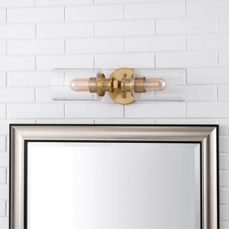 Jules Edison Cylinder Iron/Seeded Glass Farmhouse Contemporary LED Wall Sconce
