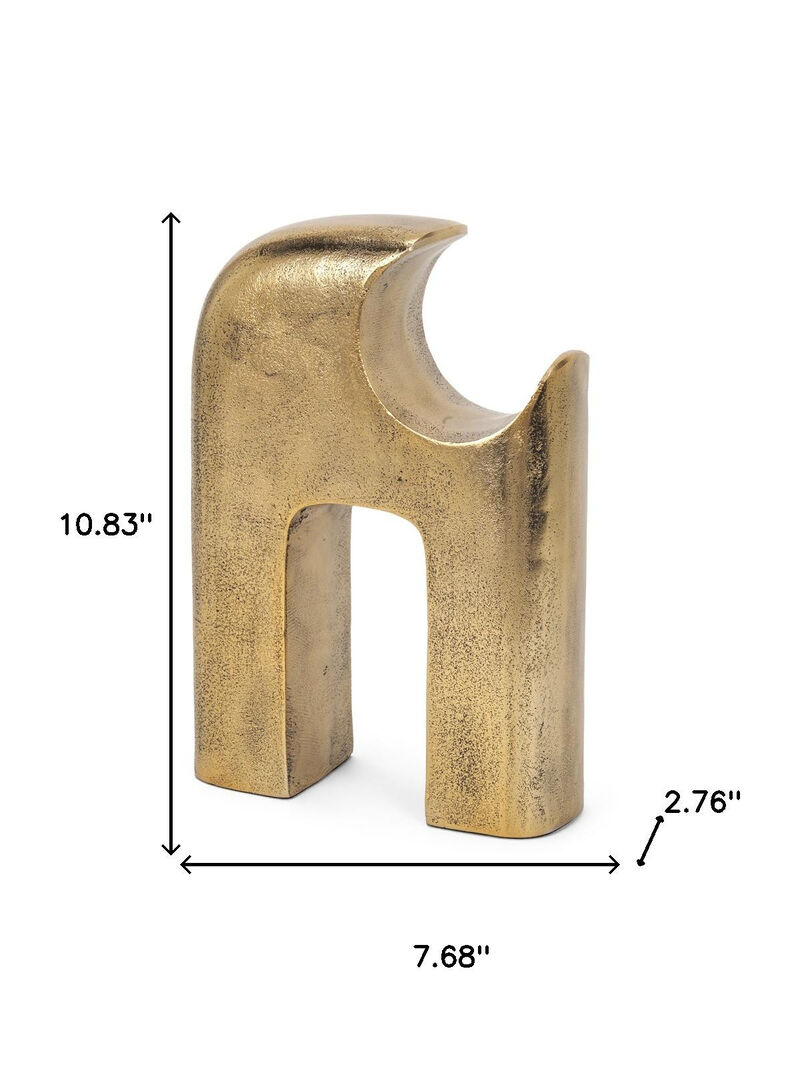 HomeRoots 11" Antiqued Brass Aluminum Modern Abstract Tabletop Sculpture image number 2