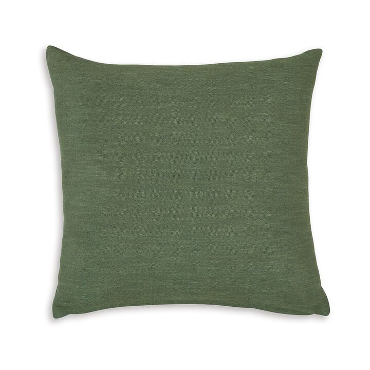 Ina 22 Inch Accent Throw Pillow Set of 4, Square, Green Cotton Linen - Benzara