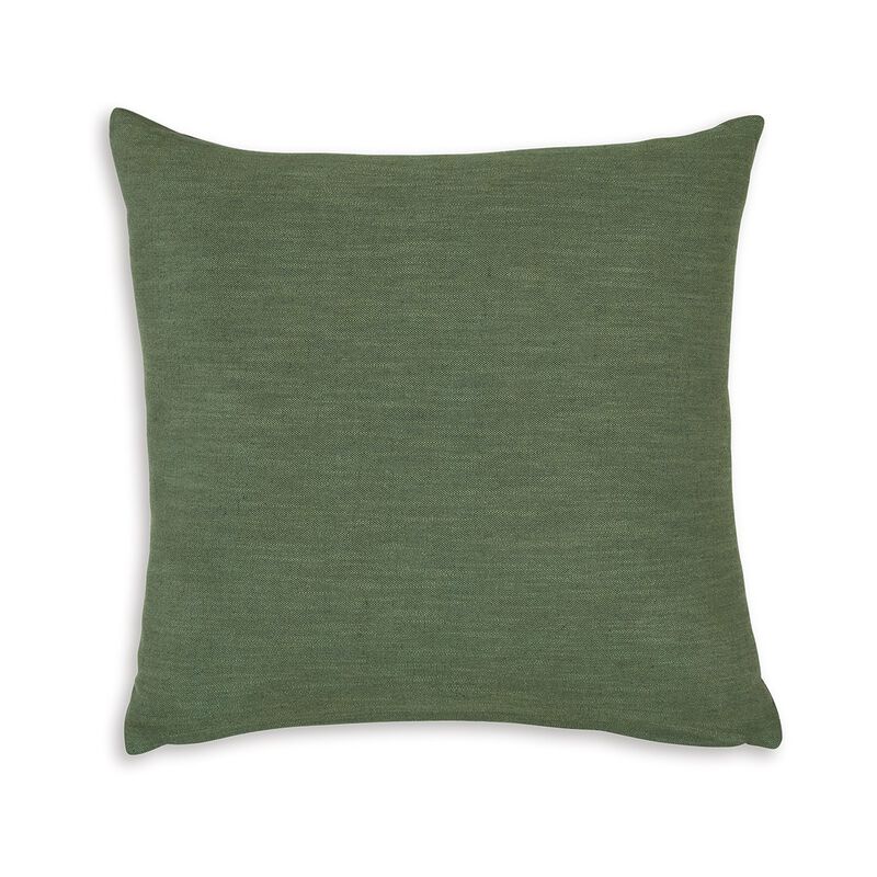 Ina 22 Inch Accent Throw Pillow Set of 4, Square, Green Cotton Linen - Benzara