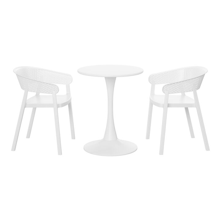 WestinTrends 3-Piece Indoor Outdoor Metal Patio Dining Table Set With Stackable Patio Chairs