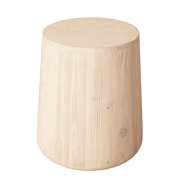 Hivvago 18 Inch Natural Solid Wood Round End Table