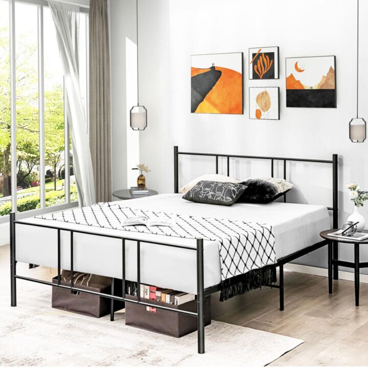 Hivvago Heavy-duty Platform Bed Frame with High Headboard