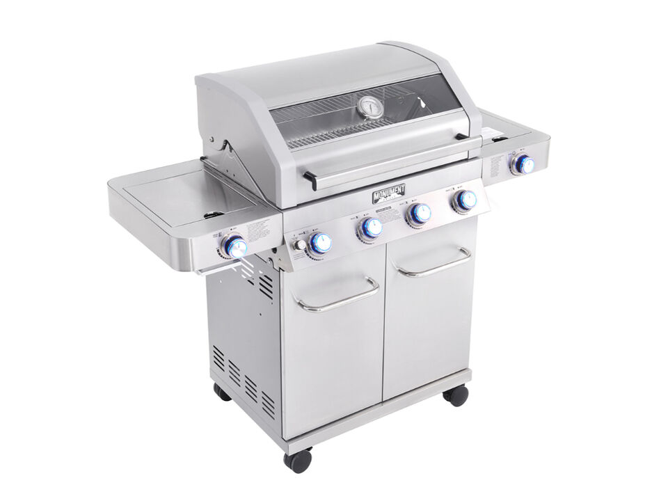 Monument Grills Classic Series | 4 Burner Stainless Steel Gas Grill With Clearview Lid