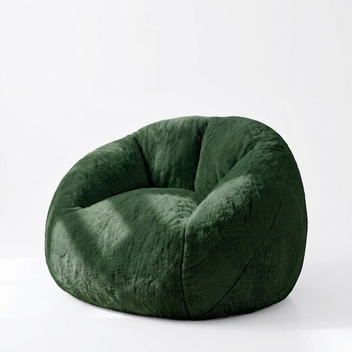 Vipbear Faux Fur Bean Bag Chair, Large Stuffed Bean Bag Sofa with Filler for Living Room, Bedroom
