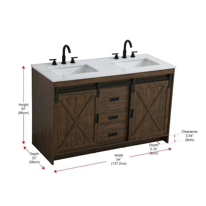 Elegant Kitchen and Bath Austin 54 Inch Double Bathroom Vanity In Expresso