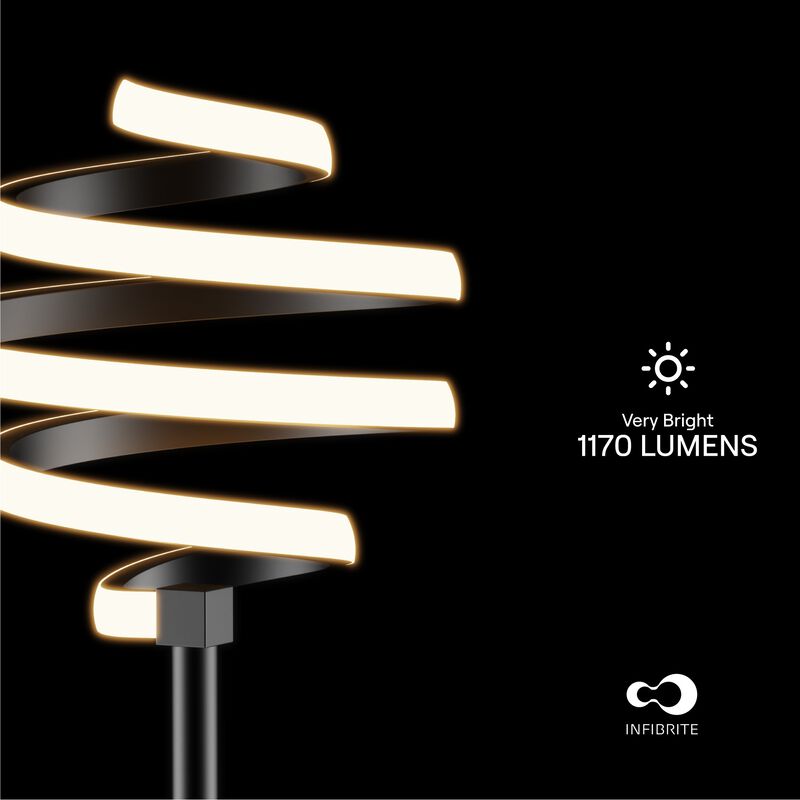 Spiral 24W LED Floor Lamp 59 in. - 3000K Warm White - Stepless Dimming in Matte Black