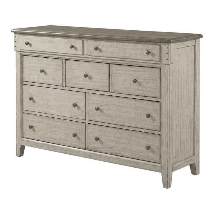 Liberty Furniture Ivy Hollow Dresser & Mirror in Weathered Linen Finish w/ Dusty Taupe Tops