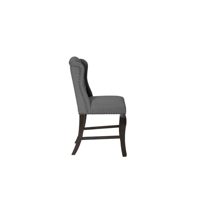 Best Quality Furniture Counter Height Upholstered Side Chairs With Tufted Buttons And Nailhead Trim