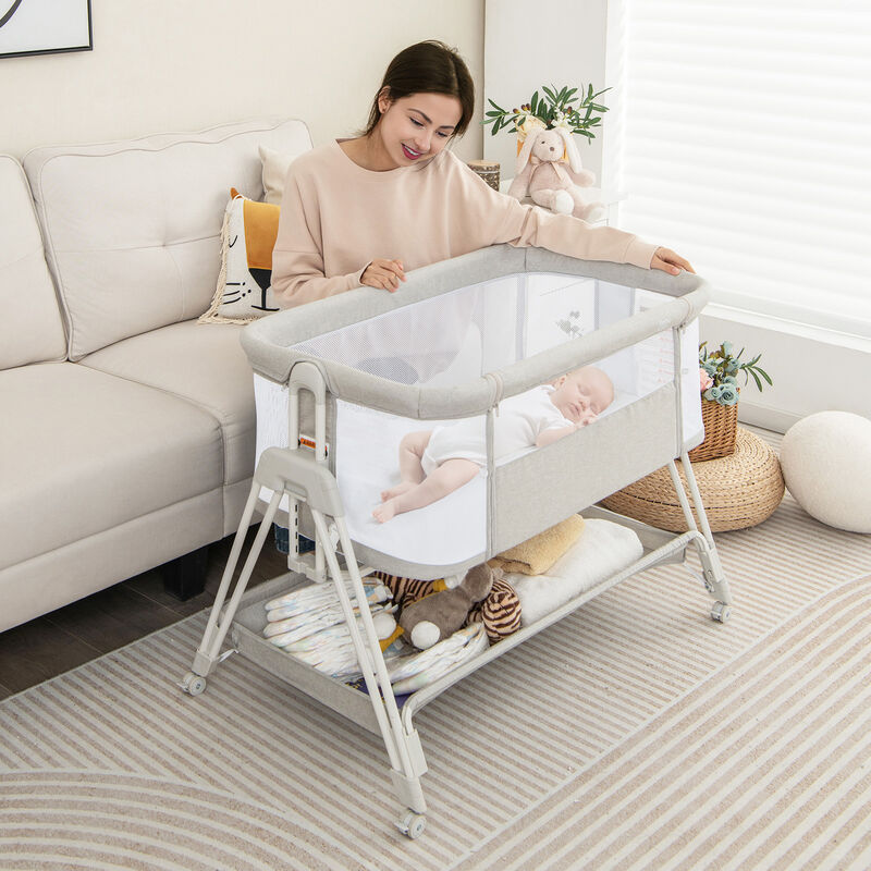 Baby Portable Bedside Sleeper with 7 Adjustable Heights