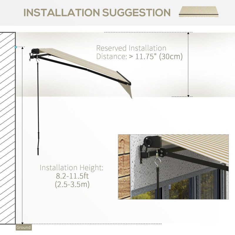 Hivvago Retractable Patio Awning for Deck or Balcony Shade image number 6