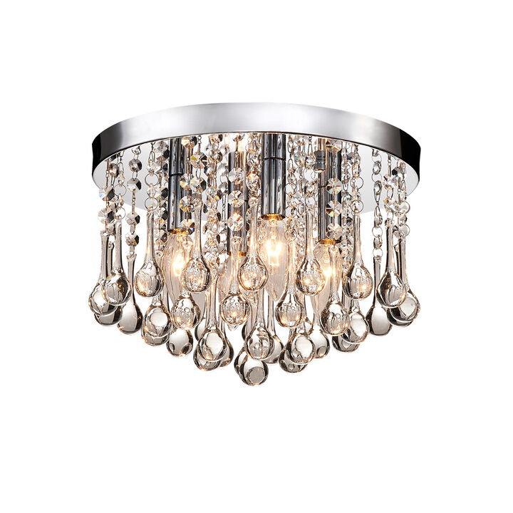 Jessica 4-Light Chrome Finish Flush Mount with Clear Crystal Drops