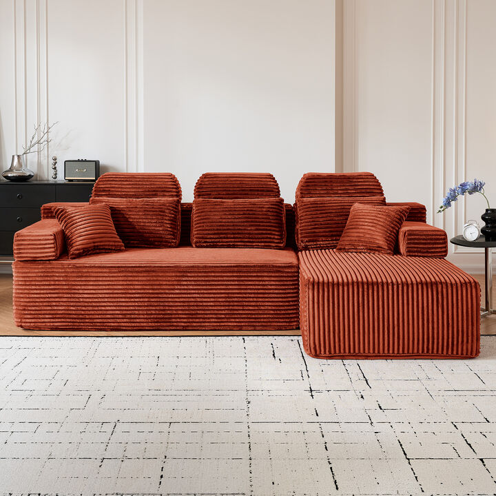 Schun L Shaped Corduroy Sectional Sleeper Sofa