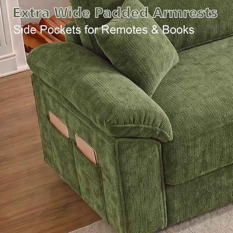 Vipbear 118" Modular L-Shaped Cloud Couch with Movable Ottoman, Chenille Sectional Sofa Living Room image number 6