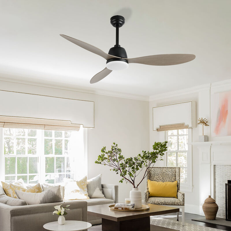 Audie Classic Industrial Iron/Plastic App/Remote-Controlled 6-Speed Integrated LED Ceiling Fan