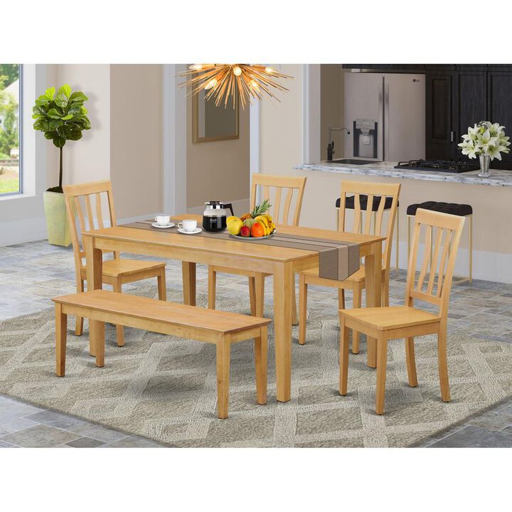 6 PC Table and chair set - Kitchen dinette Table and 4 Dining Chairs with bench