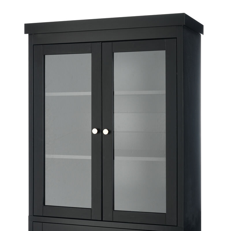 Whisen 70.1" Modern High Freestanding Tall Bathroom Cabinet with 2 Adjustable Shelves, 3 Drawers, Soft Close Glass Doors