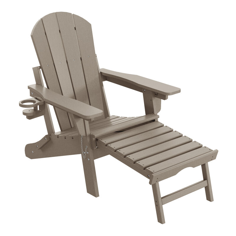 WestinTrends Folding Adjustable Adirondack Chair with Retractable Ottoman and Cup Holder (Set of 2) image number 2