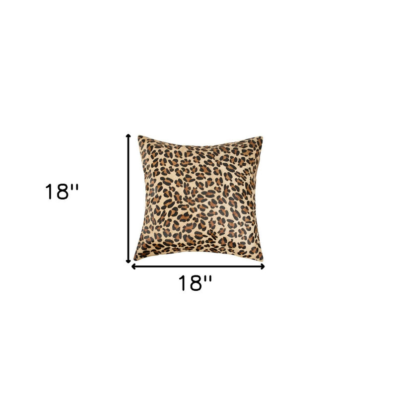 HomeRoots Set of Two 18" Brown and Black Leopard Cowhide Throw Pillows image number 5