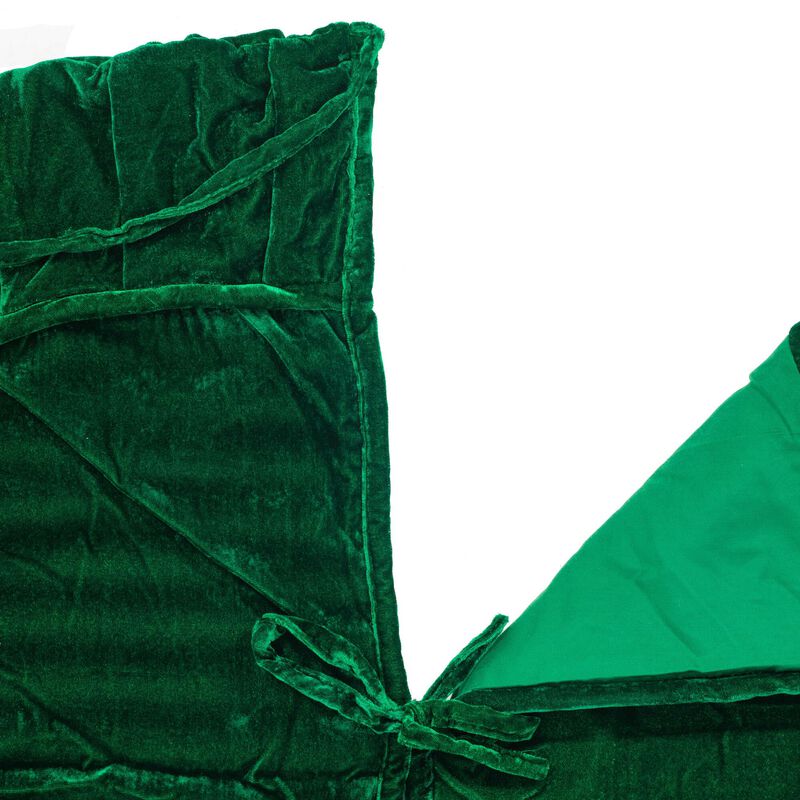 Vickerman 84" Plush Emerald Green Velvet Christmas Tree Skirt image number 3