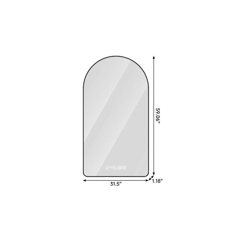 HomeRoots 59" Black Aluminum Arch Lighted Framed Anti Fog Bathroom Vanity Mirror image number 4
