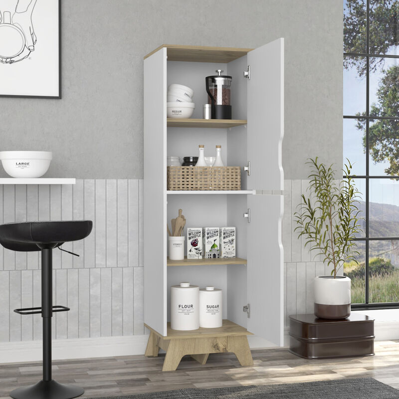 Rutherford 2-Door Pantry Cabinet Light Oak and White