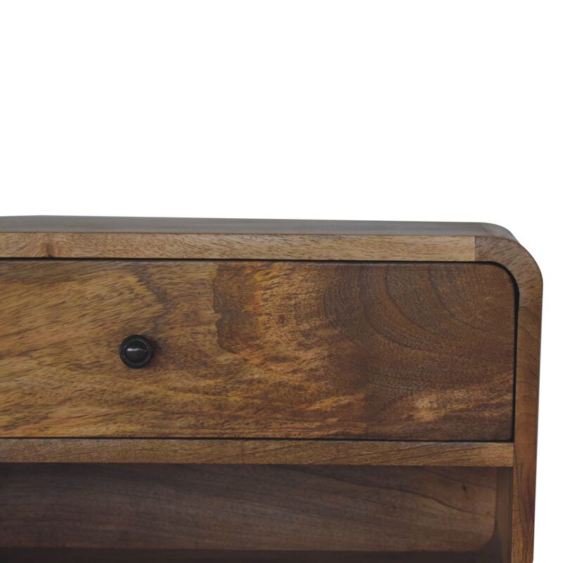 Artisan Furniture Solid Wood Large Floating Curve Open Slot Bedside