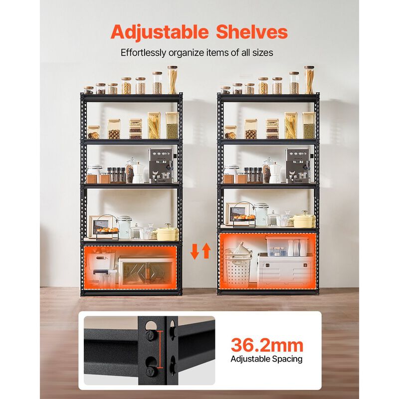 5 Tier Heavy Duty Storage Shelves 2000 Lbs 16 Inch Adjustable Metal Rack image number 4