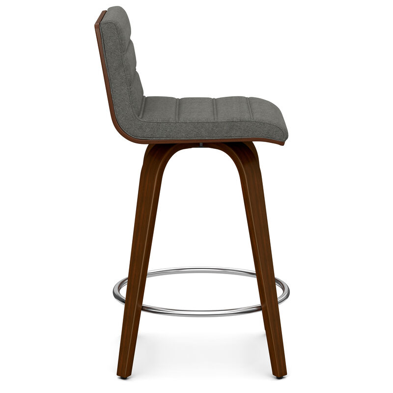 Roland Mid-Century Modern 24 inch Swivel Counter Height Stool in Grey Linen Look Fabric image number 2