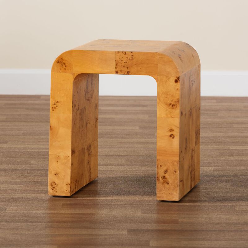 bali & pari Revelle Modern and Contemporary Natural Light Mappa Burl Wood End Table