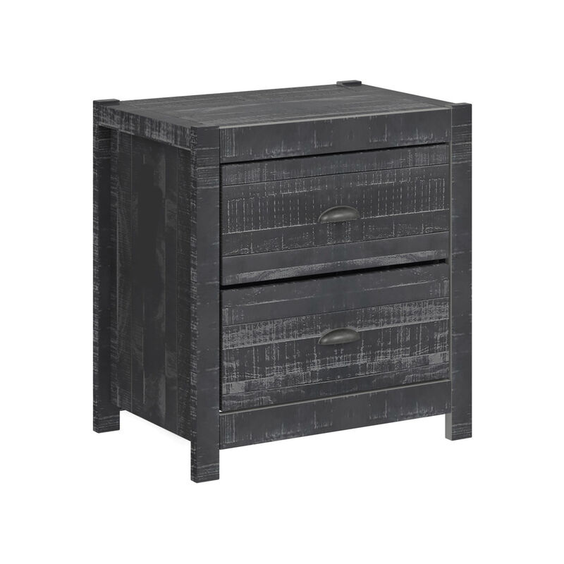 Albany Rustic Nightstand with Drawers, Bedside Table, End Table for Living Room Bedroom Assembled with Sturdy Solid Wood (Grey)