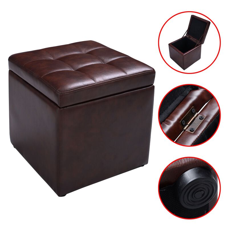 Foldable Cube Ottoman Pouffe Storage Seat image number 5