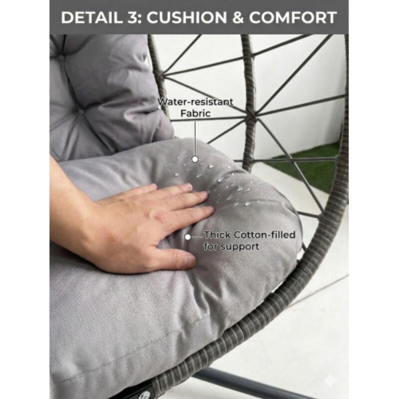 Hivvago Two-Seater Egg Swing Chair with Frame image number 6