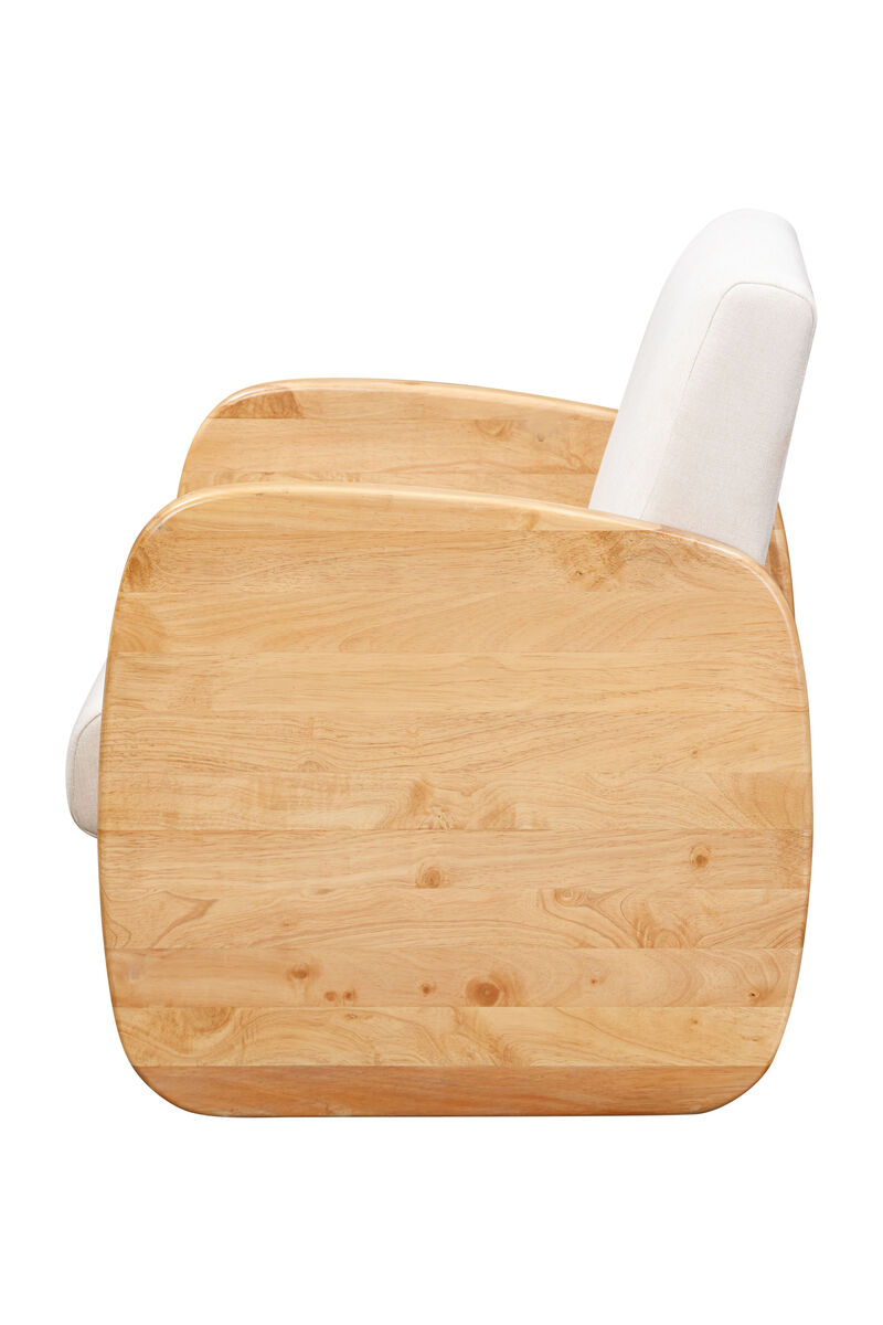 Modern Linen Upholstered Arm Chair with Solid Wood Frame for Living Room