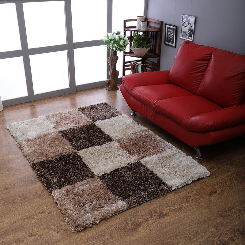 RUGSOTIC CARPETS HAND TUFTED SHAG POLYESTER ECO-FRIENDLY AREA RUGS  - Rectangle, Size, Geometric Modern Design, High Pile Thick Handmade Anti Skid Rugs for Living Room K00018 image number 1