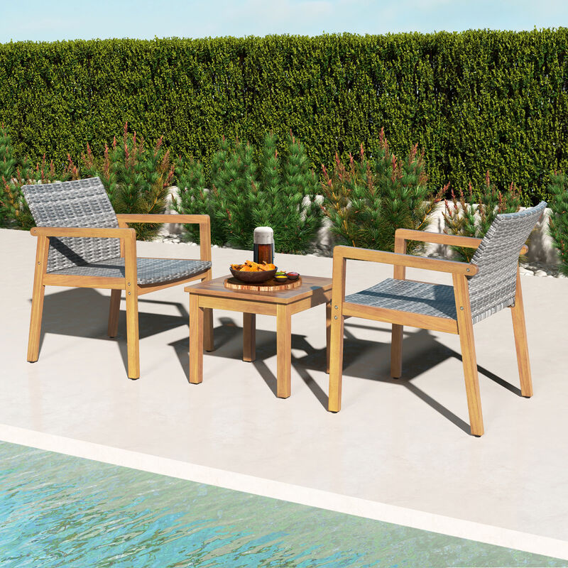 3-Piece Patio Furniture Set with Chair and Coffee Table for Outdoor Space