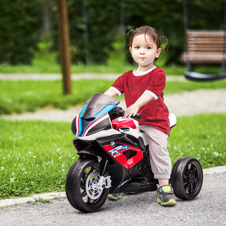 BreeBe Licensed 6V Kids Ride on Motorcycle, Off-Road Battery Powered Three Wheels Dirtbike with USB, AUX, Music and Headlight