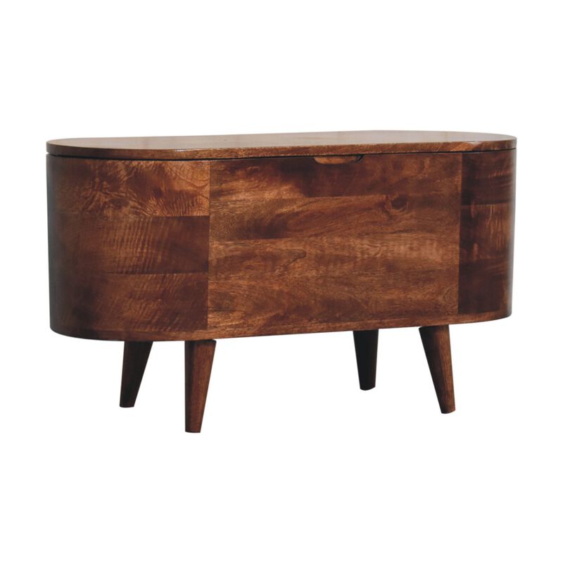 Artisan Furniture Solid Wood Honey Caramel Rounded Lid up Blanket Box