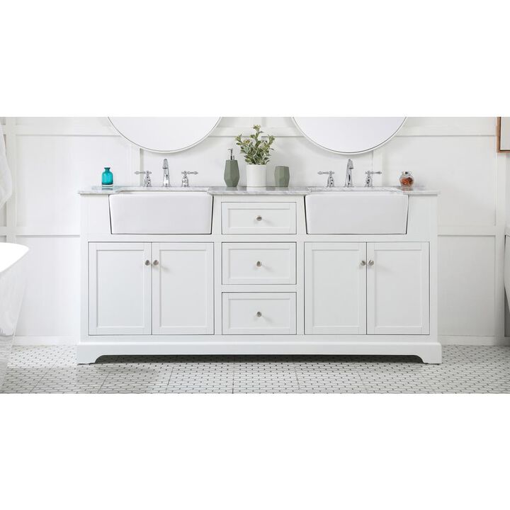 Elegant Kitchen and Bath 72 inch double bathroom vanity in white