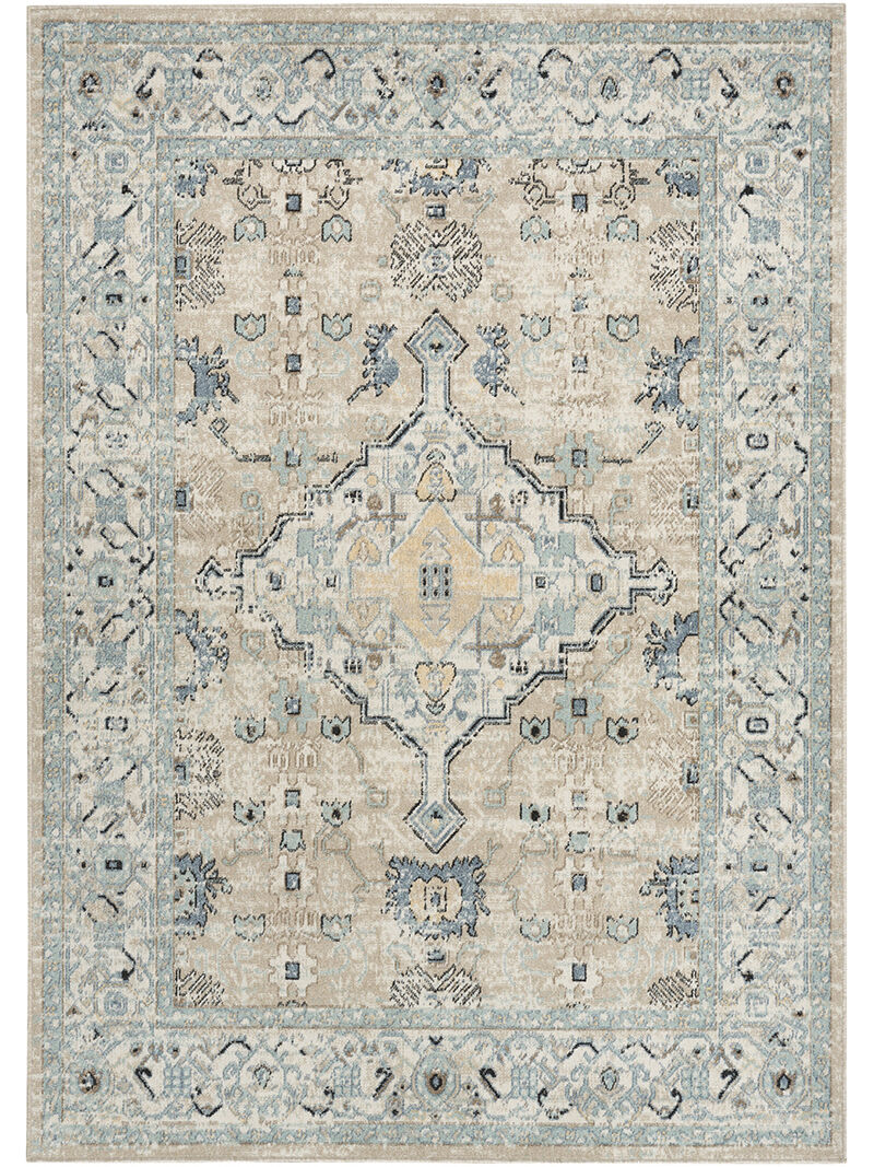 Washable Decor WSD12 Taupe/Blue 6'7" x 9' Rug