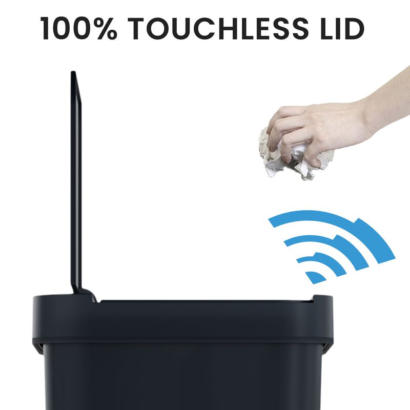 iTouchless 13.2 Gallon / 50 Liter Prime Plastic Sensor Trash Can (Black) image number 1