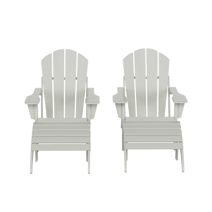 WestinTrends 4-Piece Folding Adirondack Chair With Footrest Ottoman Set