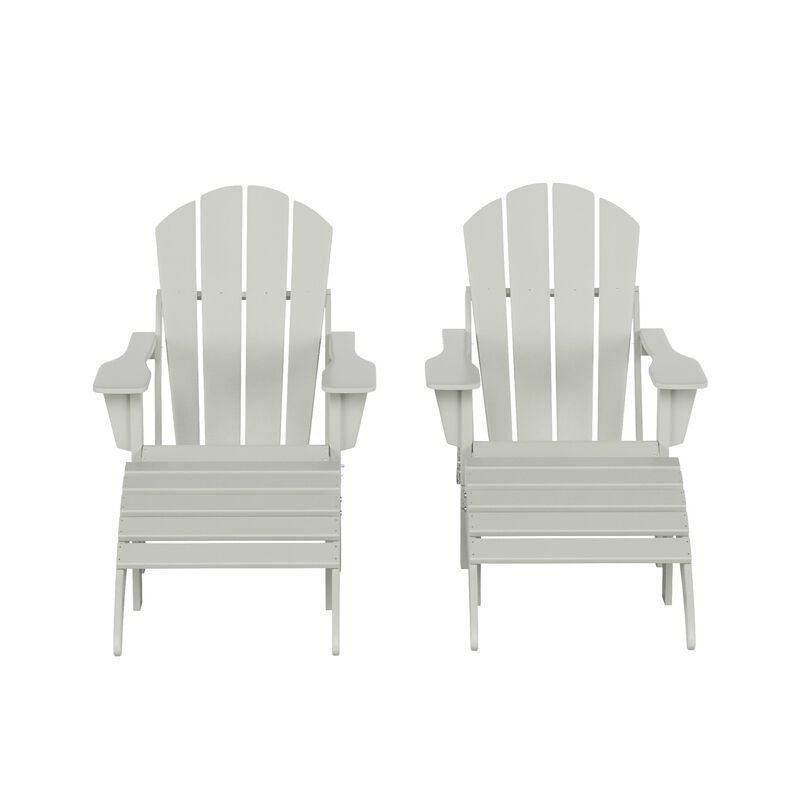 WestinTrends 4-Piece Folding Adirondack Chair With Footrest Ottoman Set