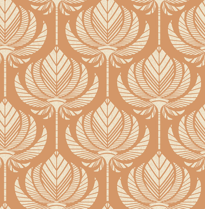 Palmier Orange Lotus Fan Wallpaper (Set of 2)