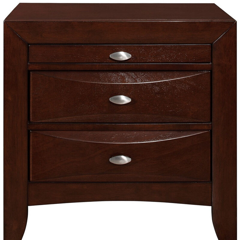 Minimalist Three Drawer Nightstand – Wooden Bedside Table with Storage