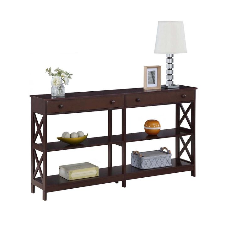 Convenience Concepts Oxford 2 Drawer 60 inch Console Table with Shelves