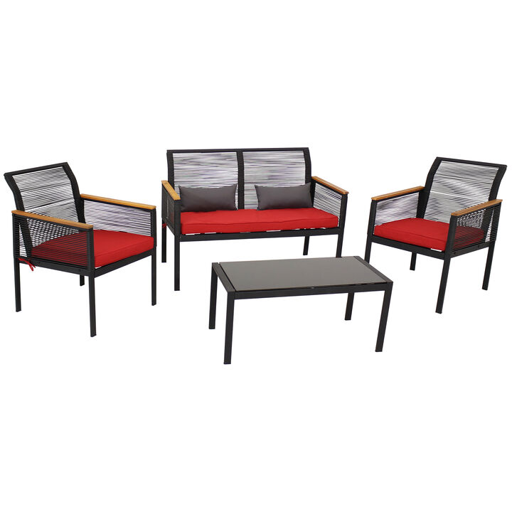 Sunnydaze Coachford Rattan 4-Piece Patio Furniture Set