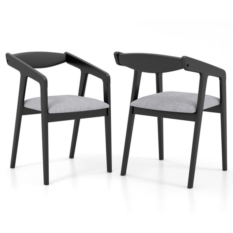 Hivvago Wooden Dining Chair Set of 2 with Rubber Wood Frame, Armrests and Padded Cushion