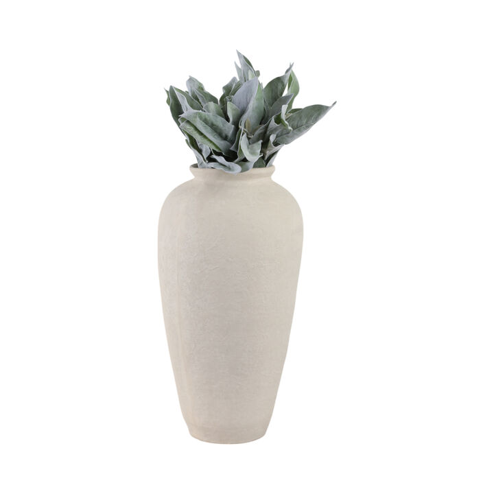 18x9" Paper Mache Floor Vase, White