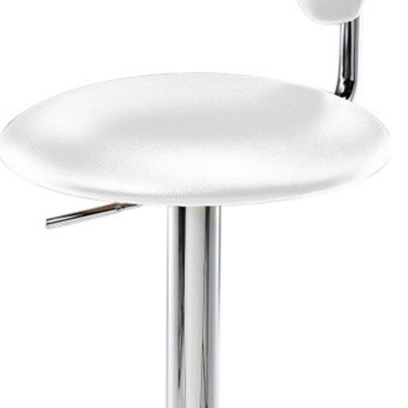 Flax 22-32 Inch Adjustable Counter Height Stool, Vegan Faux Leather, White - Benzara